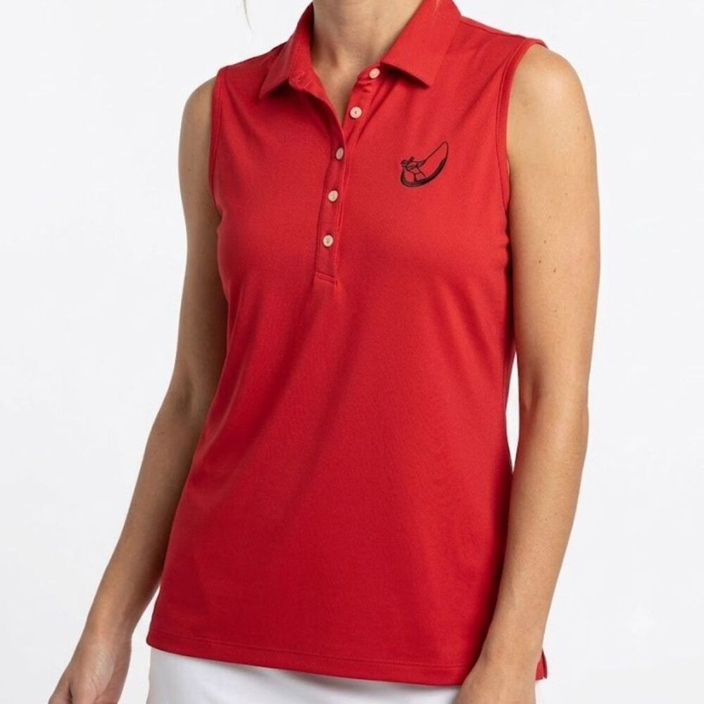 Performance Stretch Greg Norman Play Dry Red Sleeveless Golf Polo Size XL
